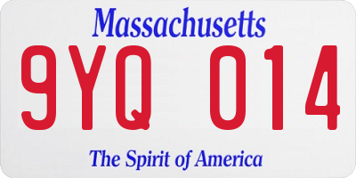 MA license plate 9YQ014