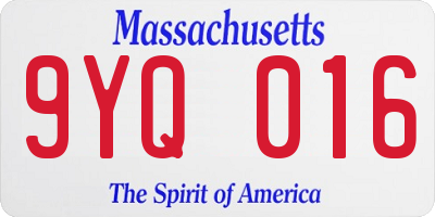 MA license plate 9YQ016