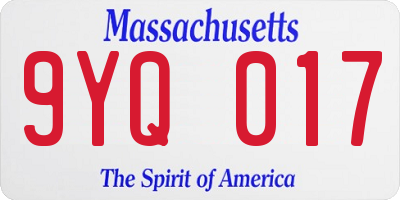 MA license plate 9YQ017