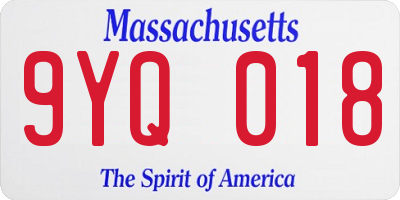 MA license plate 9YQ018