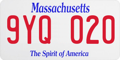 MA license plate 9YQ020