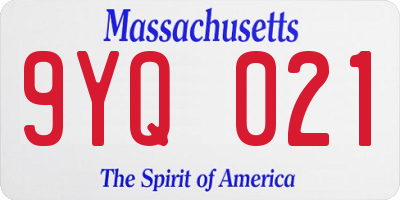 MA license plate 9YQ021
