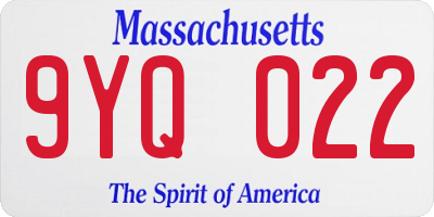 MA license plate 9YQ022