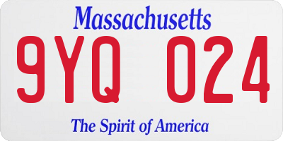 MA license plate 9YQ024