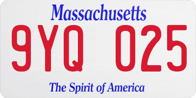 MA license plate 9YQ025