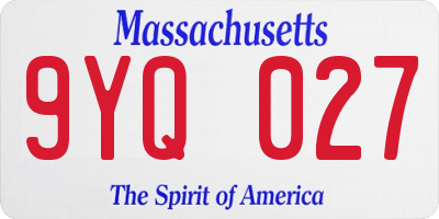 MA license plate 9YQ027