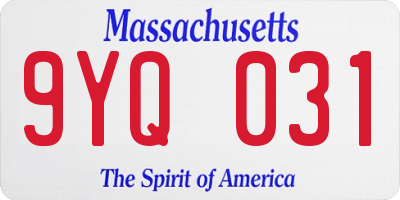 MA license plate 9YQ031