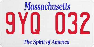MA license plate 9YQ032