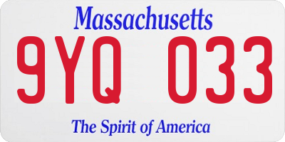MA license plate 9YQ033
