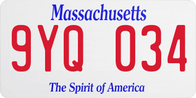MA license plate 9YQ034