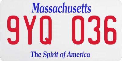 MA license plate 9YQ036