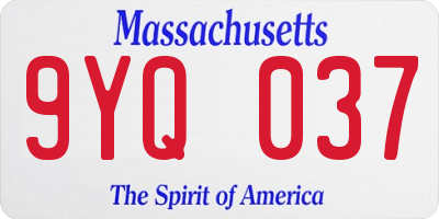 MA license plate 9YQ037
