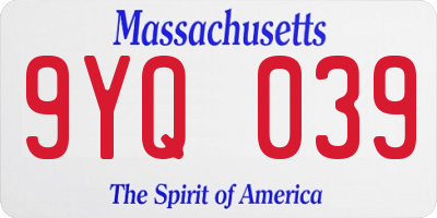 MA license plate 9YQ039