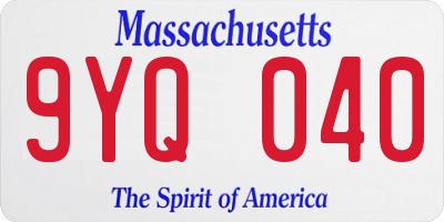 MA license plate 9YQ040