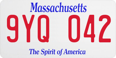 MA license plate 9YQ042