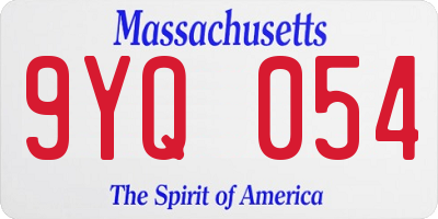 MA license plate 9YQ054