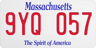MA license plate 9YQ057
