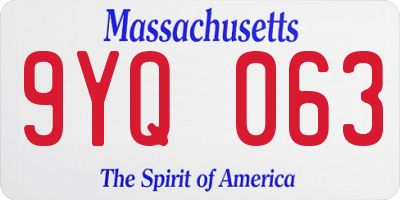MA license plate 9YQ063