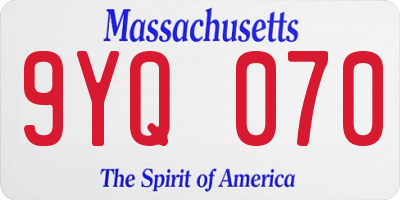 MA license plate 9YQ070