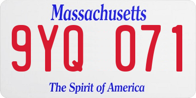 MA license plate 9YQ071