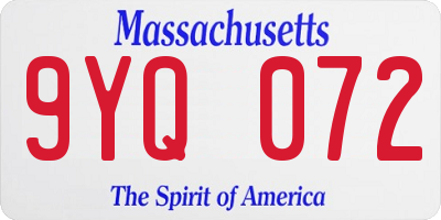 MA license plate 9YQ072