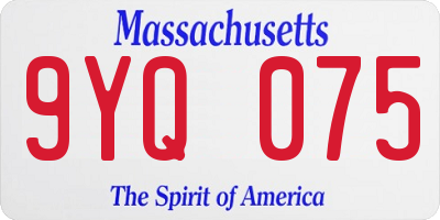 MA license plate 9YQ075