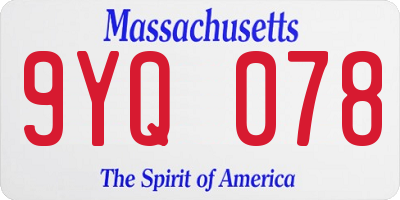 MA license plate 9YQ078