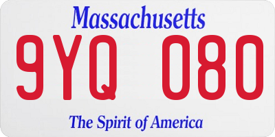 MA license plate 9YQ080