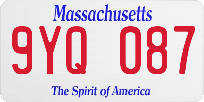 MA license plate 9YQ087