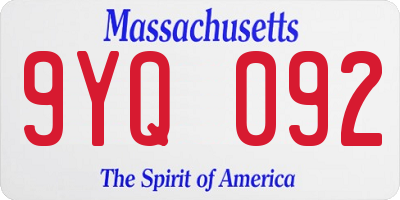 MA license plate 9YQ092