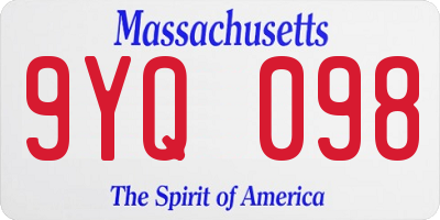 MA license plate 9YQ098