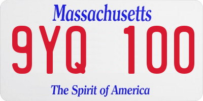 MA license plate 9YQ100