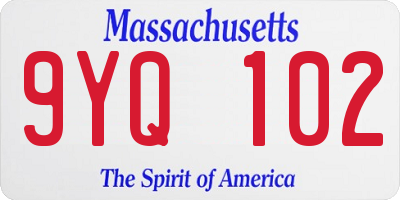 MA license plate 9YQ102