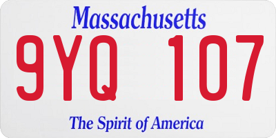 MA license plate 9YQ107