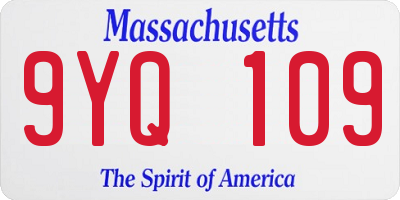 MA license plate 9YQ109