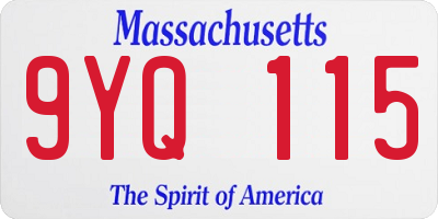 MA license plate 9YQ115
