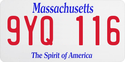 MA license plate 9YQ116