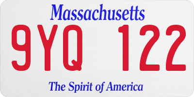 MA license plate 9YQ122