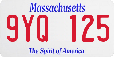 MA license plate 9YQ125