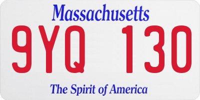 MA license plate 9YQ130