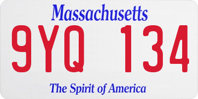 MA license plate 9YQ134