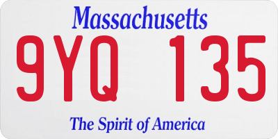 MA license plate 9YQ135