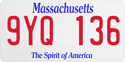 MA license plate 9YQ136