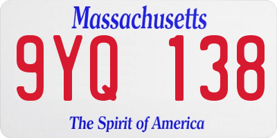 MA license plate 9YQ138