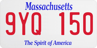 MA license plate 9YQ150