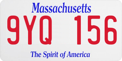 MA license plate 9YQ156