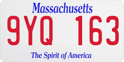 MA license plate 9YQ163