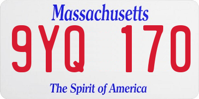 MA license plate 9YQ170
