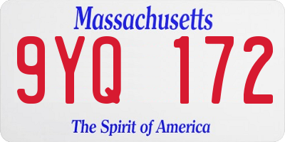 MA license plate 9YQ172