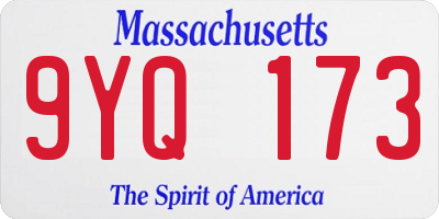 MA license plate 9YQ173